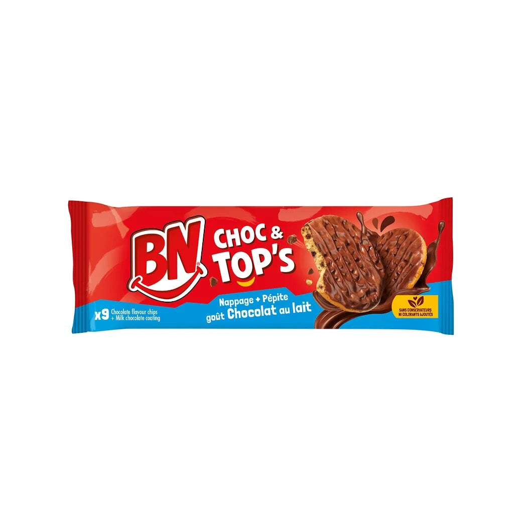 BN Biscuits aux pépites et nappage chocolat au lait Le paquet de 150 g