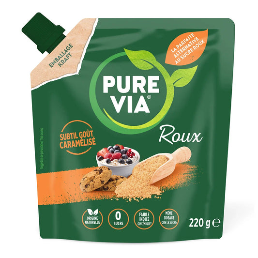 PURE VIA Édulcorant Poudre Stevia Roux 220g