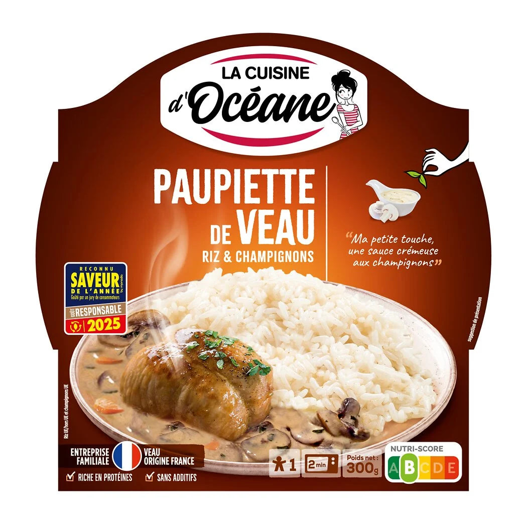 LA CUISINE D'OCEANE Paupiette de veau aux champignons et Riz 300g