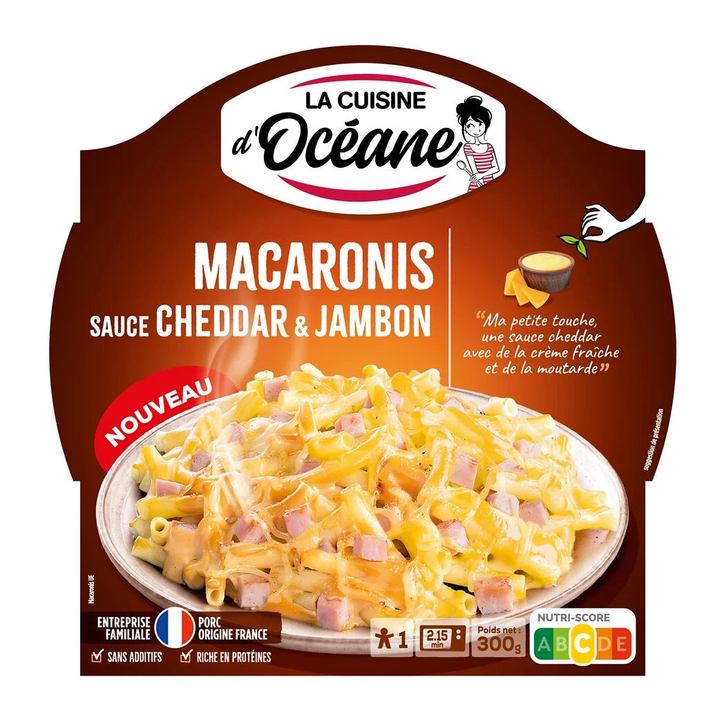 LA CUISINE D'OCEANE Gratin de macaronis sauce cheddar et jambon 300g