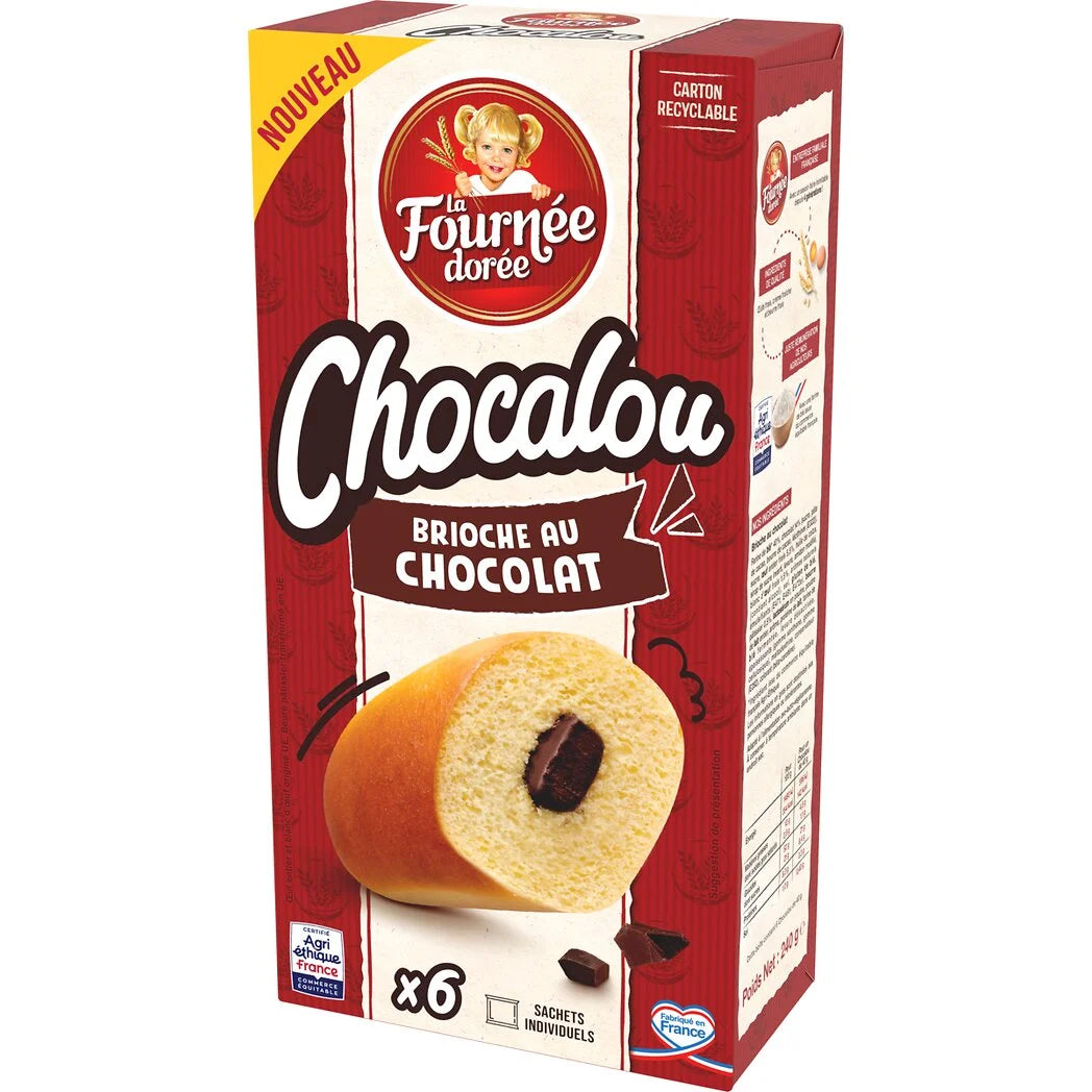 LA FOURNEE DOREE Chocalou - brioche au chocolat x6 - 240g