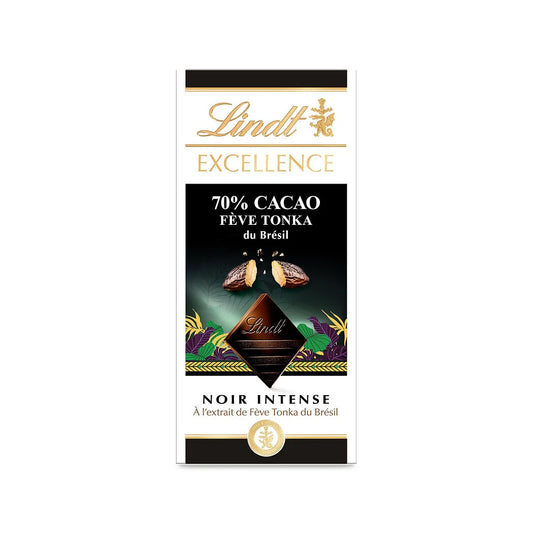 LINDT Excellence - Chocolat noir 70% à l'extrait de fève tonka du Brésil 100g