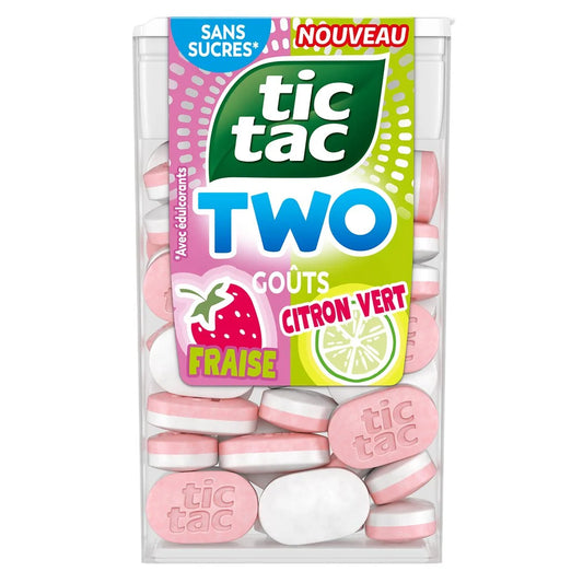 TIC TAC Pastilles bigoût fraise et citron vert avec édulcorants 38.5g