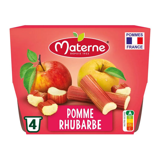 MATERNE Compotes pomme rhubarbe 4x100g