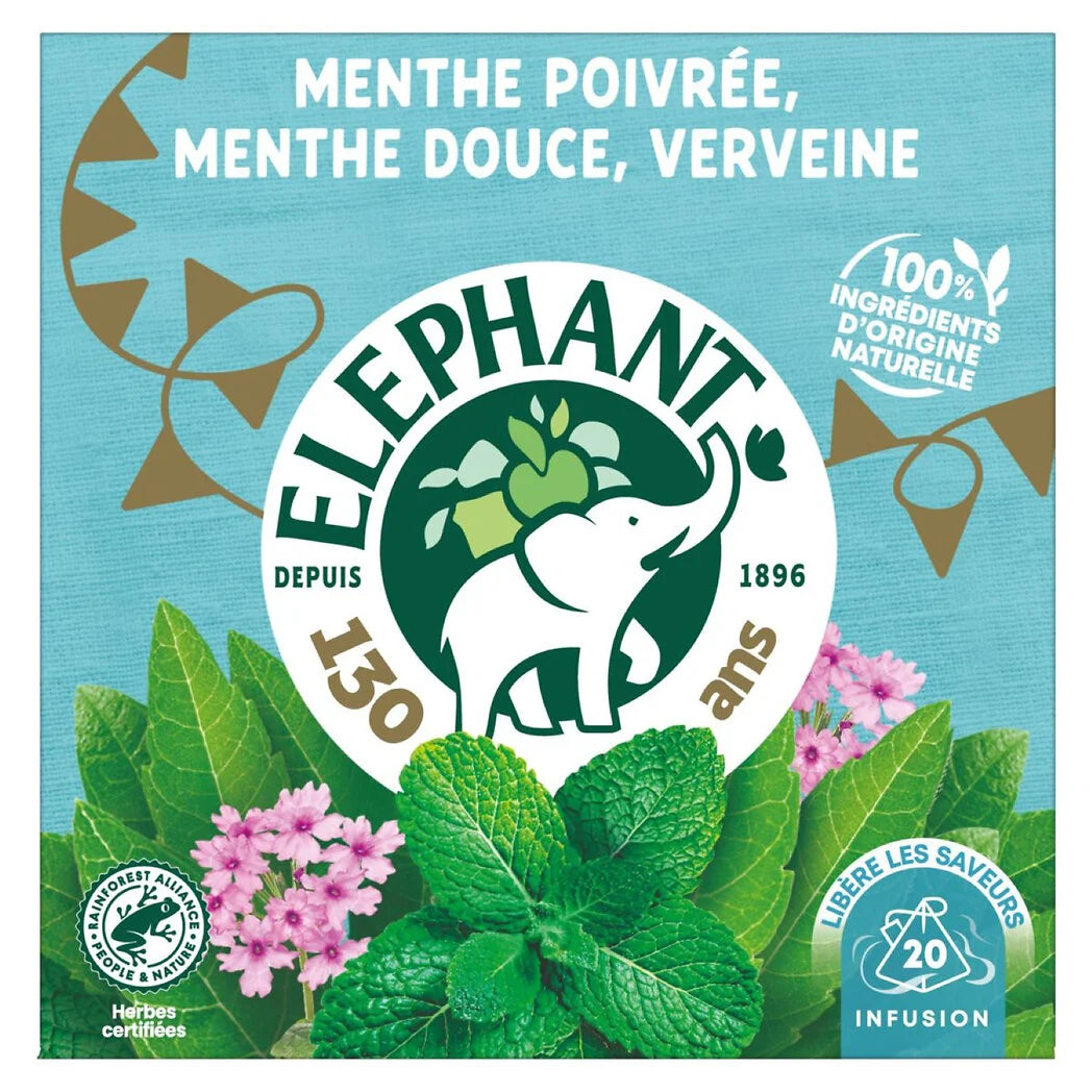 ELEPHANT Infusion menthe poivrée menthe douce verveine x20