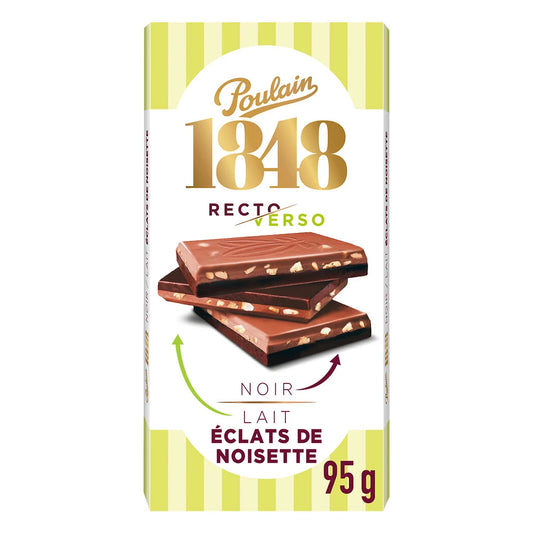 POULAIN Chocolat noir et lait avec éclats de noisette 95g