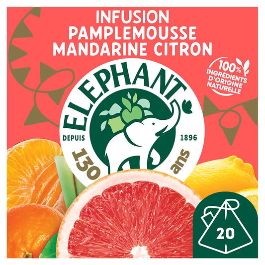 ELEPHANT Infusion pamplemousse mandarine citron et citronnelle x20