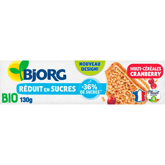 BJORG Nutri+ - Biscuits multicéréales cranberry BIO 130g