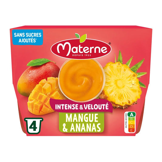 MATERNE Purée mangue ananas - Intense & Velouté 4x97g