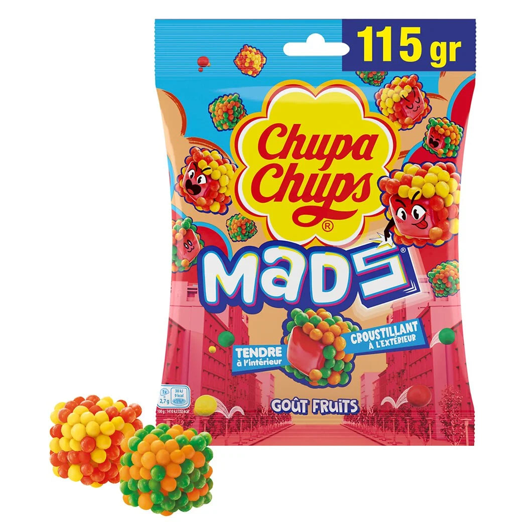 CHUPA CHUPS Confiseries gélifiées goût fruits avec enrobage croustillant 115g
