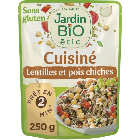 JARDIN BIO Organic Cooked Lentils & Chickpeas 250g