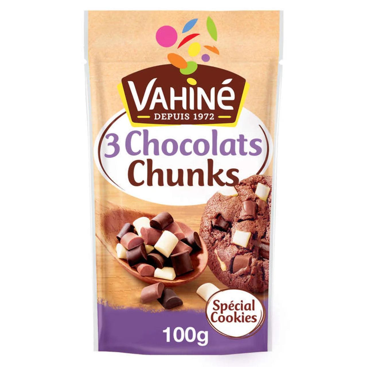 VAHINE 3 Chocolate Chunks Mix 100g – Dark, Milk & White Chocolate