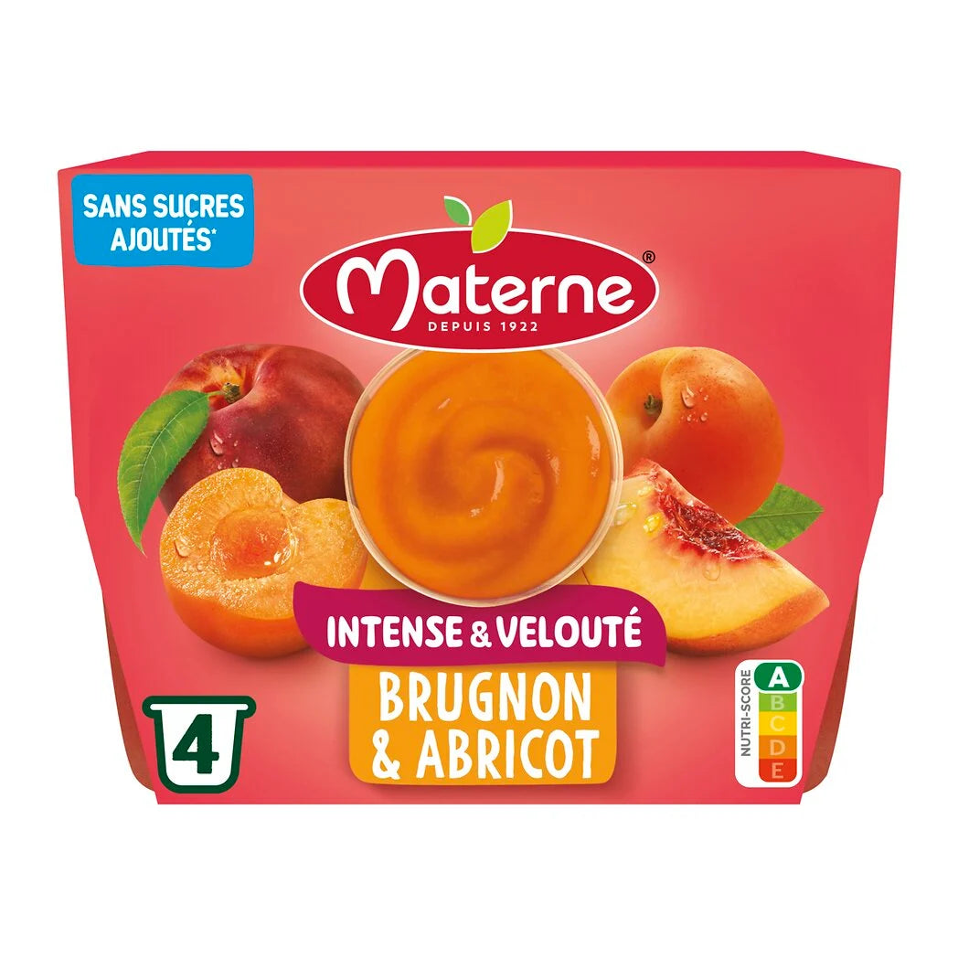 MATERNE Purée brugnon abricot - Intense & Velouté 4x97g