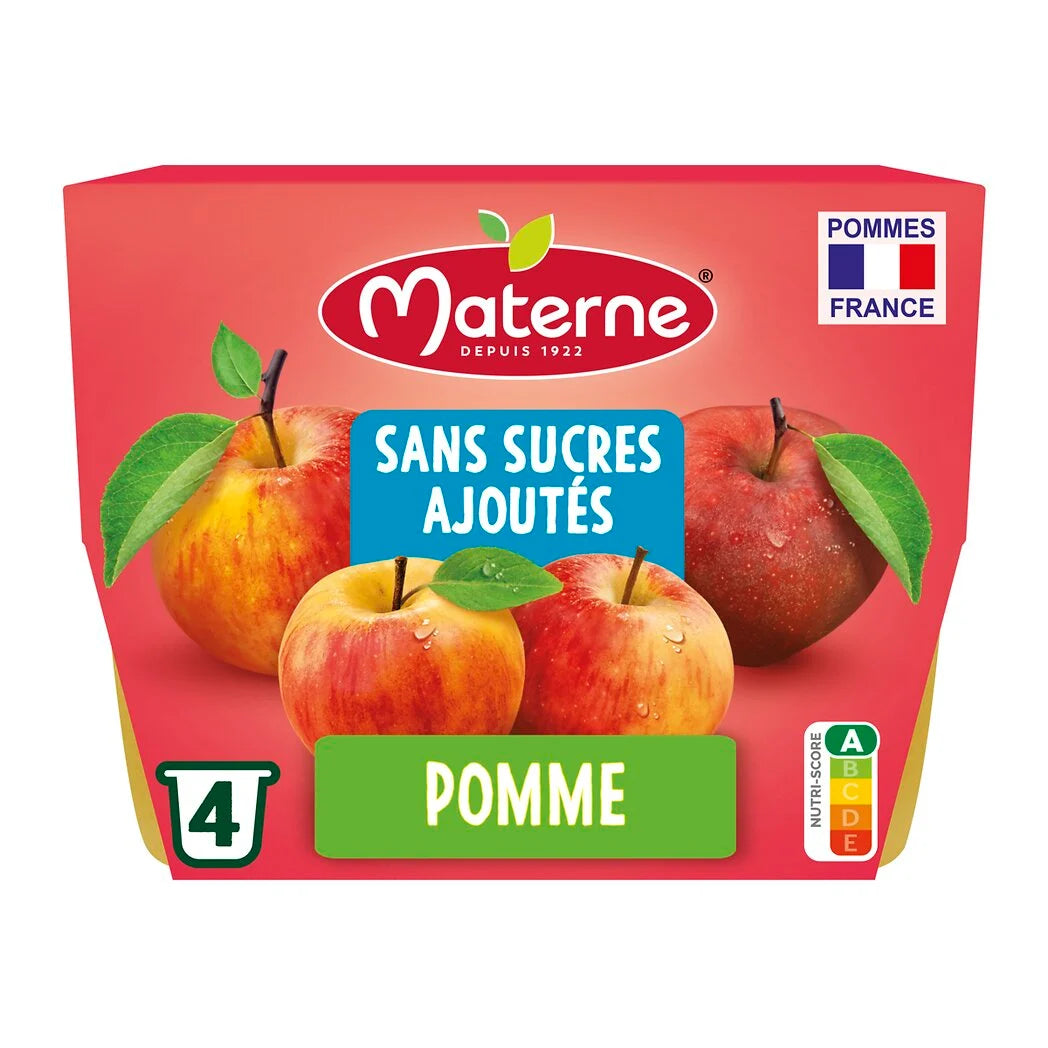 MATERNE Purée sans sucres ajoutés pomme 4x100g