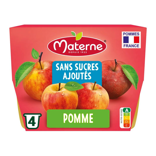 MATERNE Purée sans sucres ajoutés pomme 4x100g