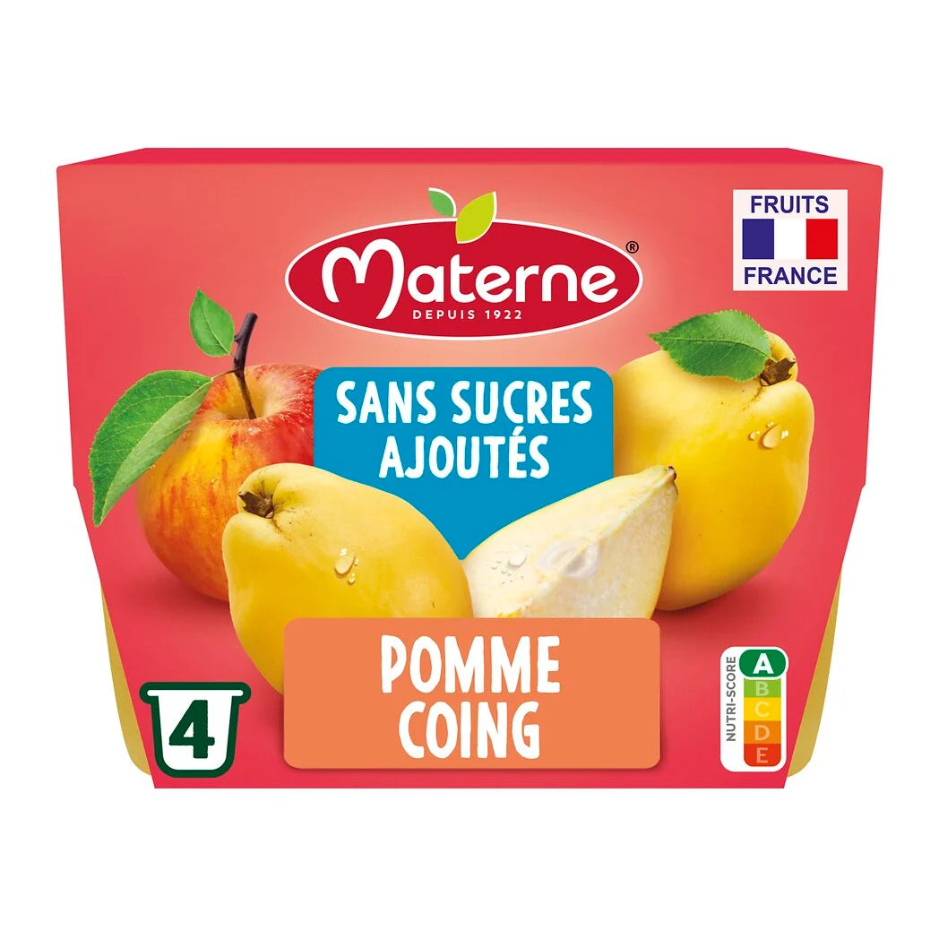 MATERNE Purée sans sucres ajoutés pomme coing 4x100g