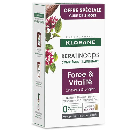 KLORANE Keratincaps Strength and Vitality Hair & Nails 3-Month Cure 90 Capsules