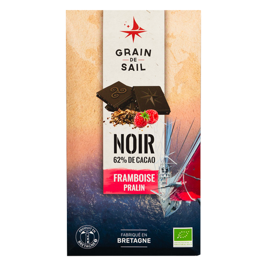 GRAIN DE SAIL Dark Chocolate, Raspberry & Praline 100g