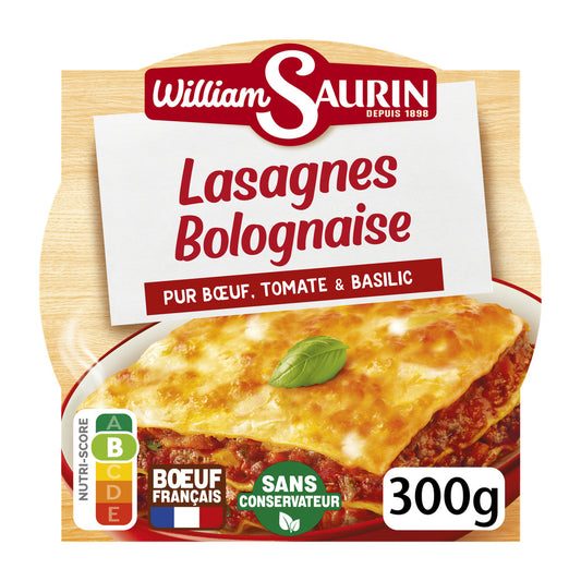 WILLIAM SAURIN Lasagnes bolognaises pur bœuf tomate basilic 300g