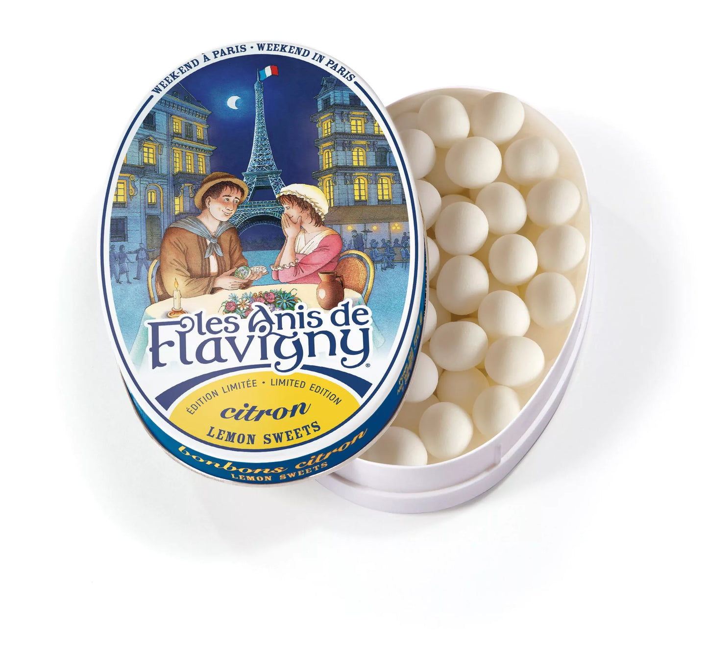 ANIS DE FLAVIGNY LIMITED EDITION – Oval Tin Lemon “Weekend in Paris” 50g