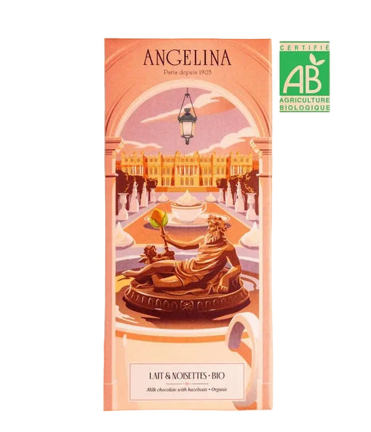 ANGELINA Organic Milk Chocolate Bar with Hazelnut Pieces 100g