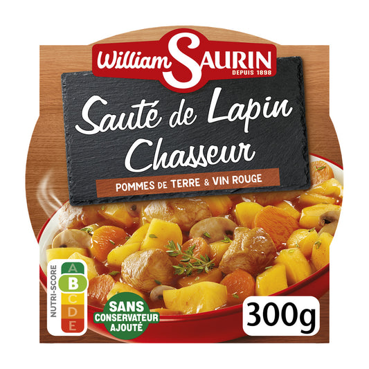 WILLIAM SAURIN Sauté de lapin chasseur et pommes de terre sauce vin blanc micro ondable 300g