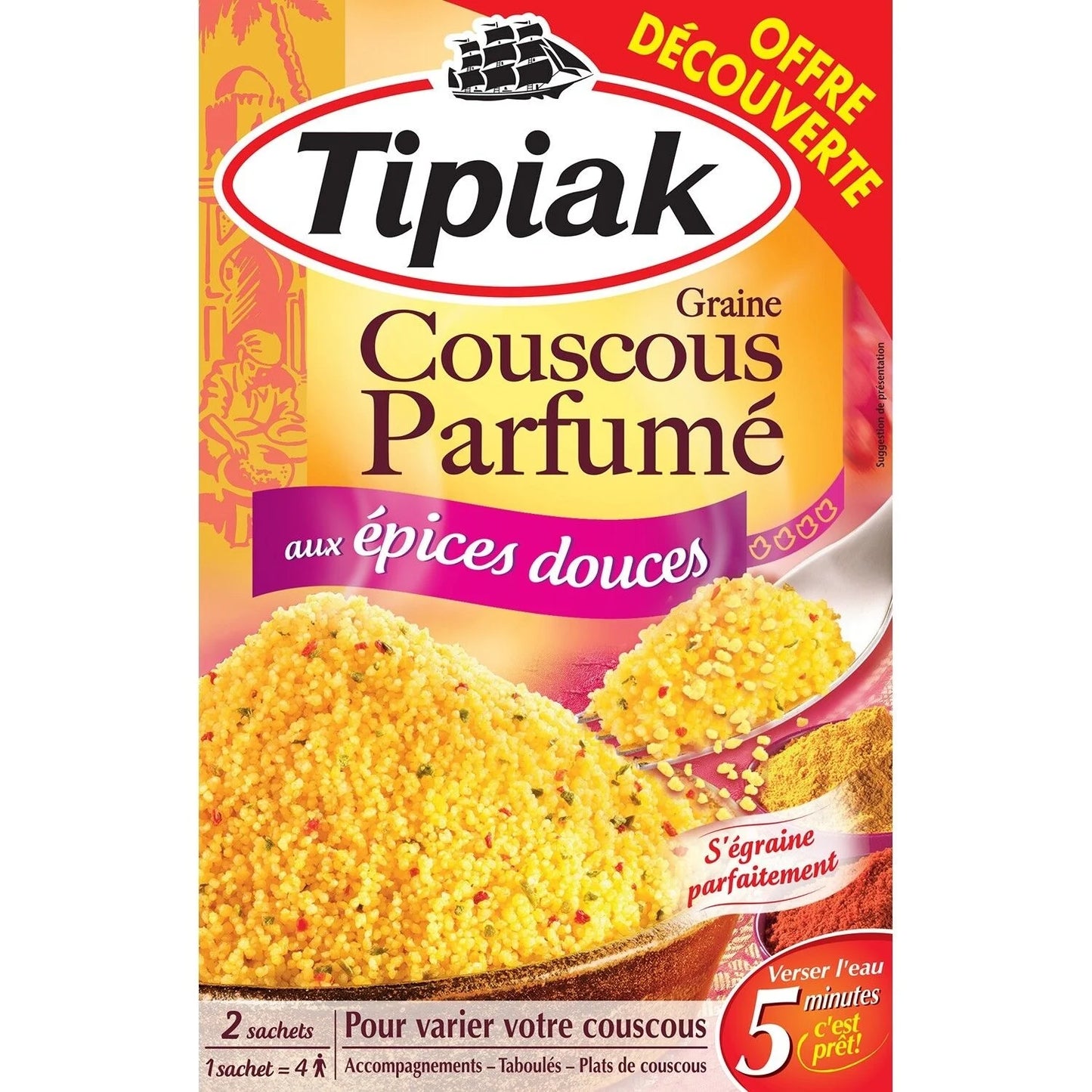 TIPIAK Couscous Grains with Mild Spices 500g