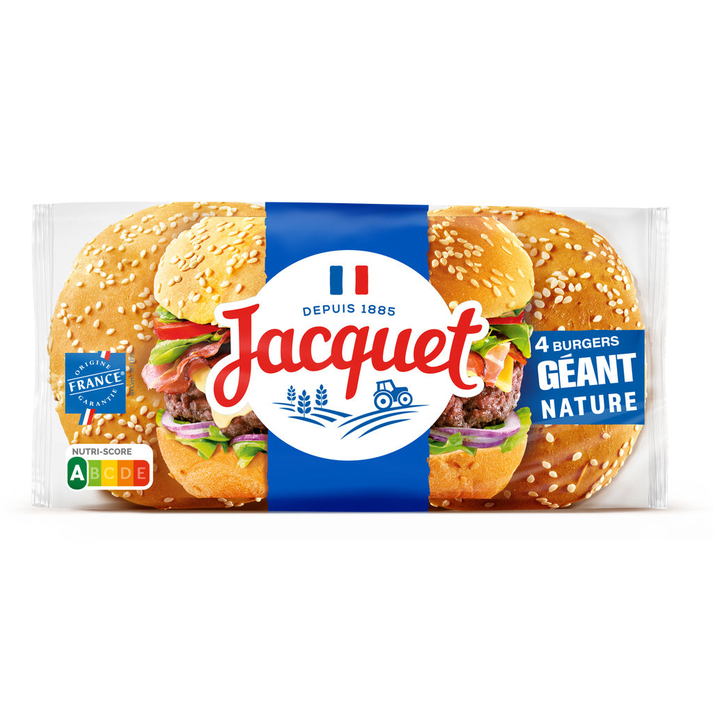 JACQUET Géant Nature Burger Buns x4 - 330g*