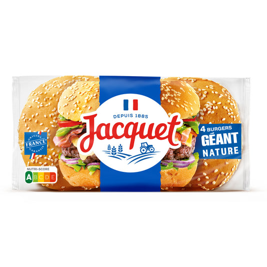 JACQUET Géant pain burger nature x4 - 330g*
