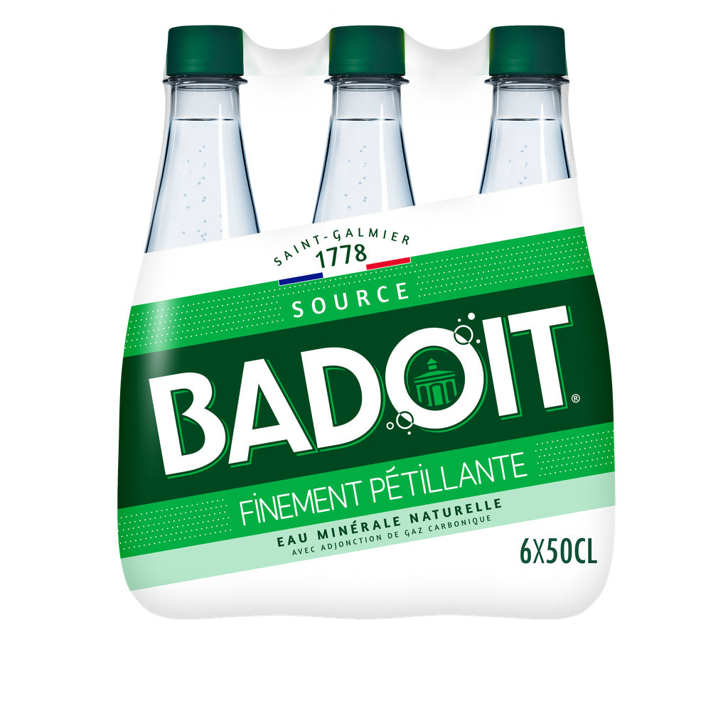 BADOIT Eau gazeuse minérale finement pétillante - Verte 6x50cl