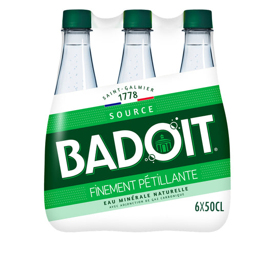 BADOIT Eau gazeuse minérale finement pétillante - Verte 6x50cl