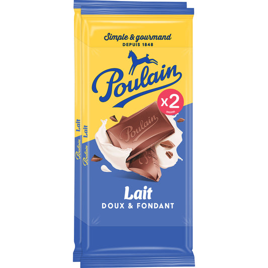 POULAIN Tablette de chocolat lait doux et fondant 2x95g
