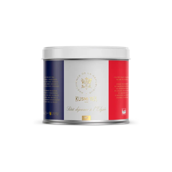 KUSMI TEA Petit Déjeuner à l'Élysée – Organic Green Tea & Maté with Lemon & Lemongrass – 100g