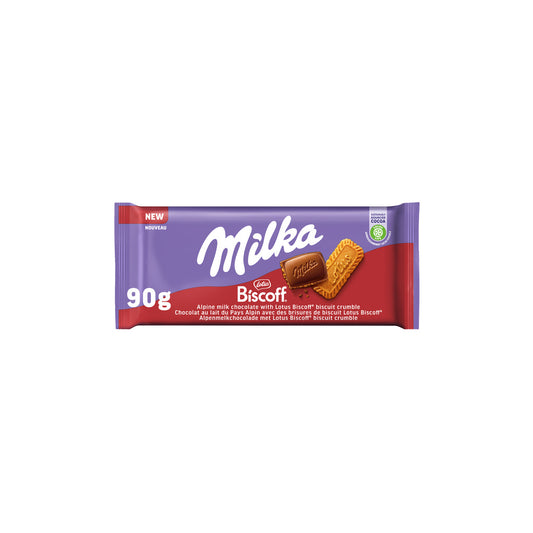 MILKA Tablette de chocolat au lait et biscuit Biscoff 90g