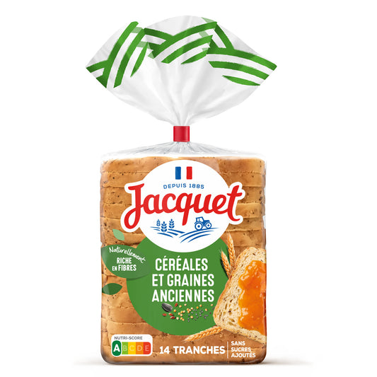 JACQUET Pain grandes tranches céréales & graines x14 - 500g*