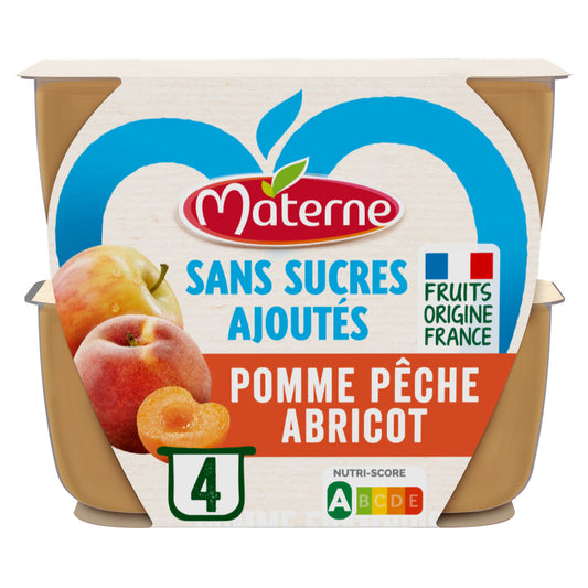 MATERNE Purée sans sucres ajoutés pomme pêche abricot 4x100g
