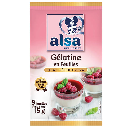 ALSA Gélatine en feuilles x9 15g