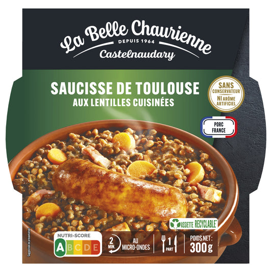 LA BELLE CHAURIENNE Saucisse de Toulouse aux lentilles vertes du Berry 300g