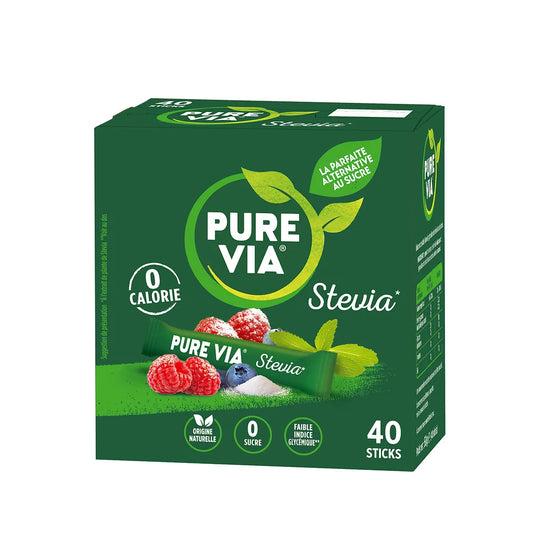 PURE VIA Édulcorant Stévia Sticks 40 sachets - 60g