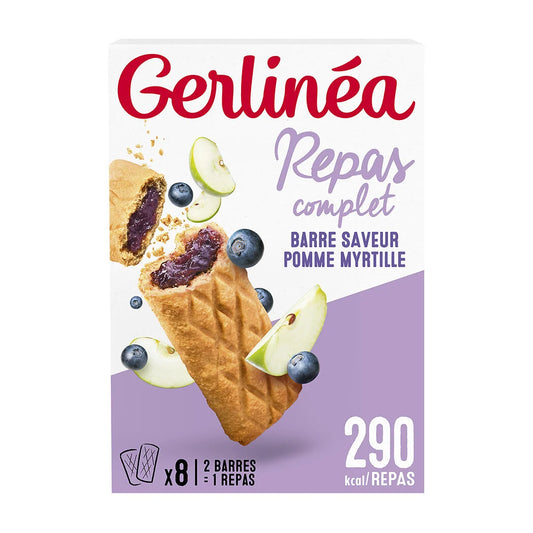 GERLINEA Barres repas pomme myrtille arôme naturel x8 - 360g