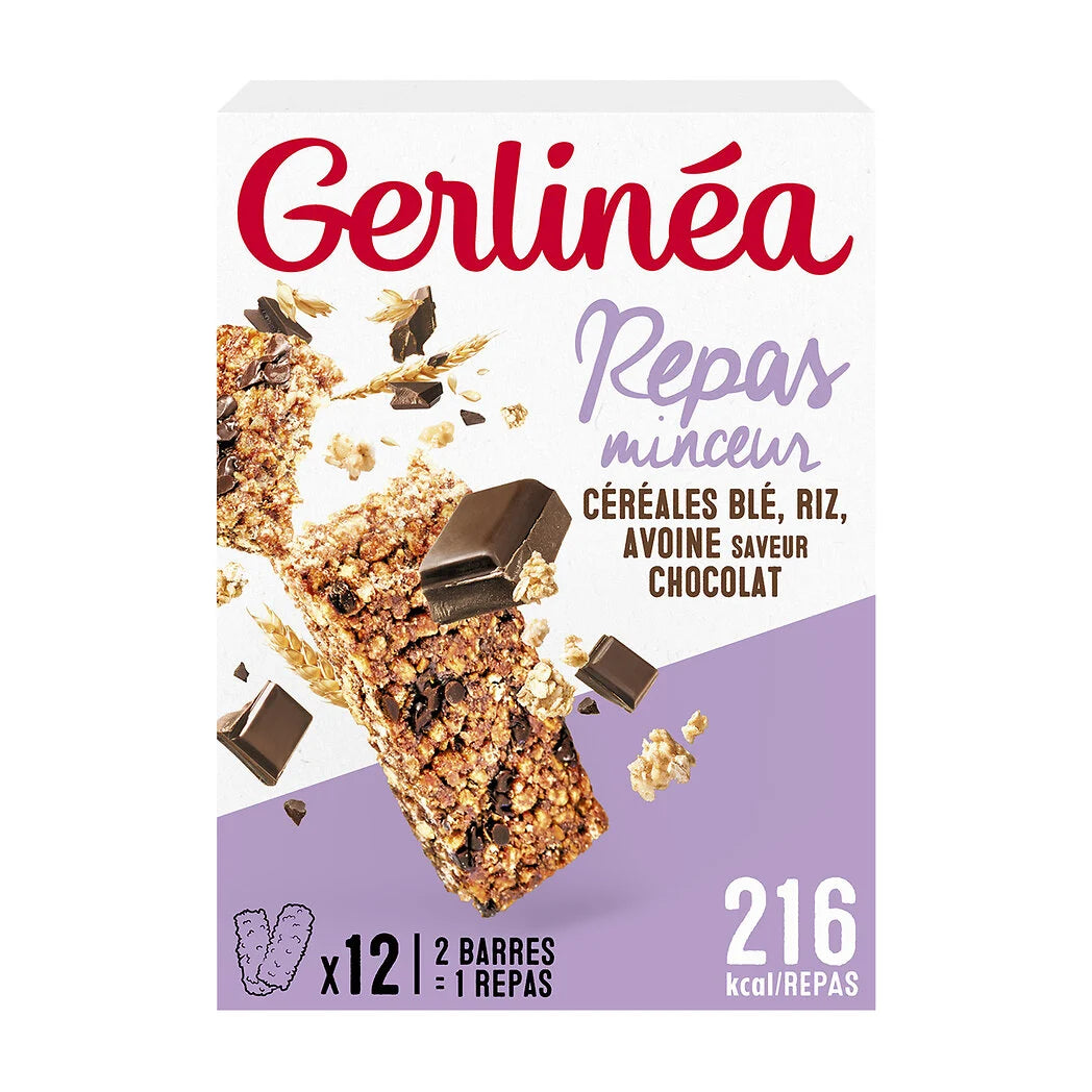 GERLINEA Barres repas céréales chocolat x12 - 372g