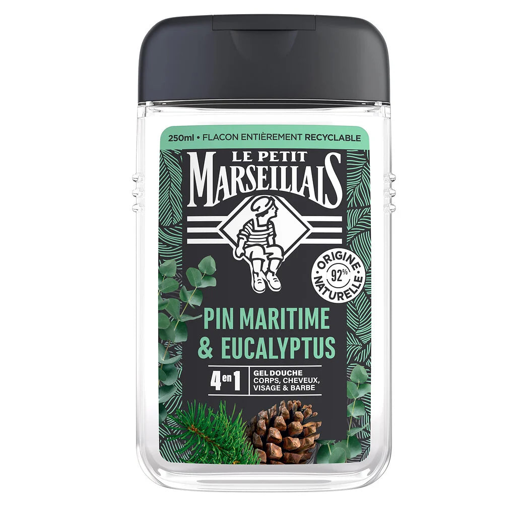 LE PETIT MARSEILLAIS Gel douche homme 4 en 1 pin maritime & eucalyptus 250ml