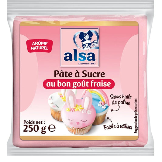 ALSA Pâte à sucre goût fraise 250g