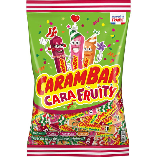 CARAMBAR Bonbons CaraFruity parfums cerise, framboise ou pêche 380g