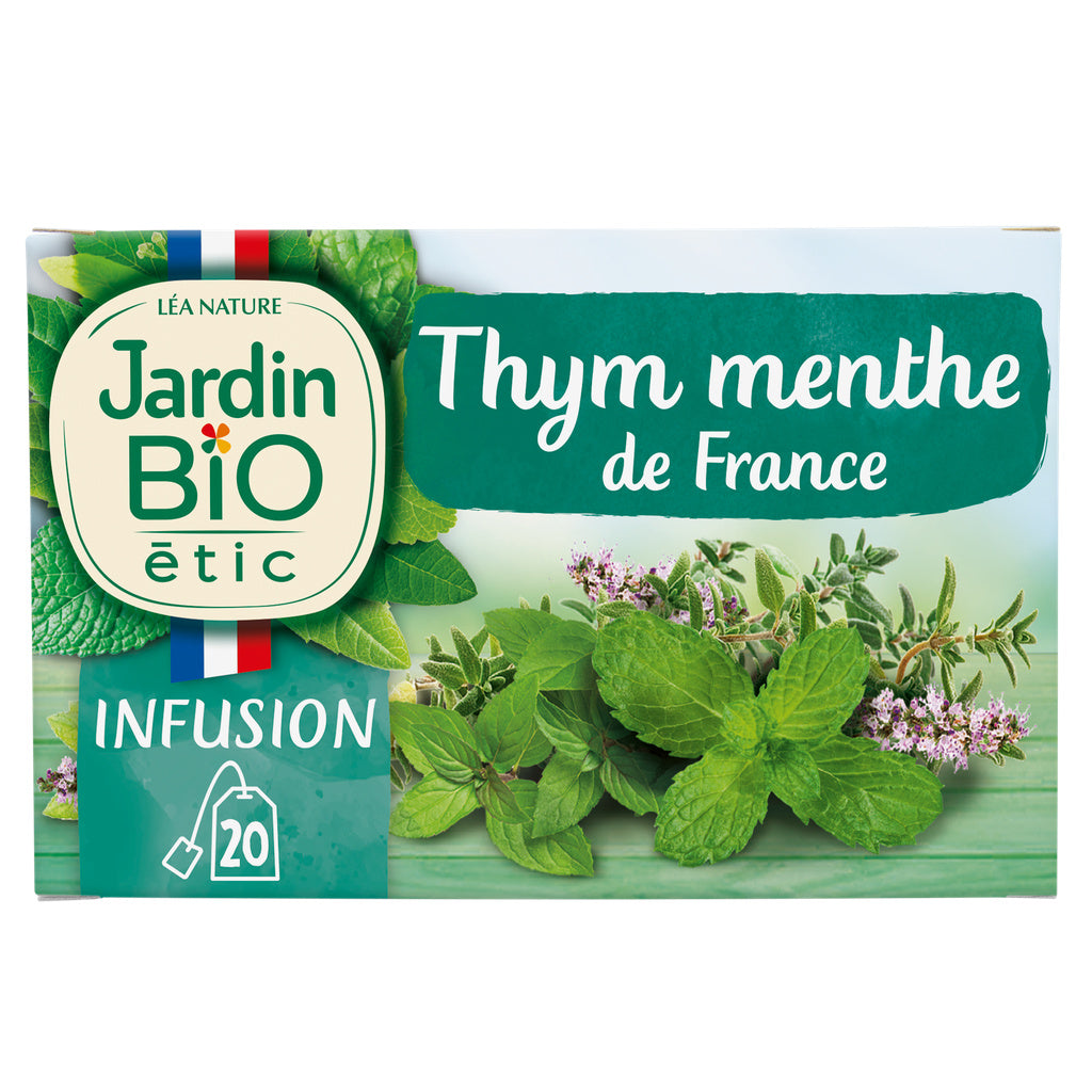 JARDIN BIO Organic Thyme Mint Herbal Tea (20 Tea Bags)
