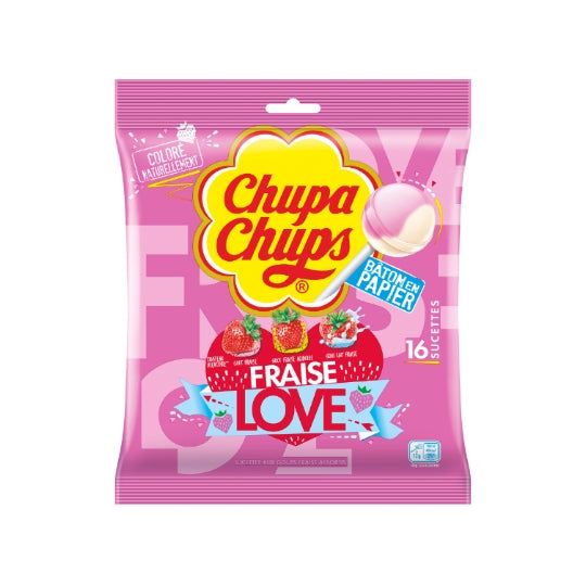 CHUPA CHUPS Bonbons Sucettes Fraise Love x16 - 192g