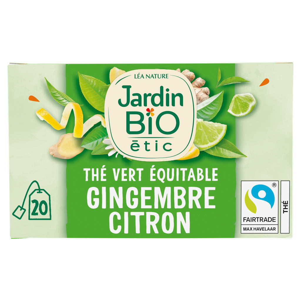 JARDIN BIO Organic Green Tea Ginger & Lime (20 Tea Bags)