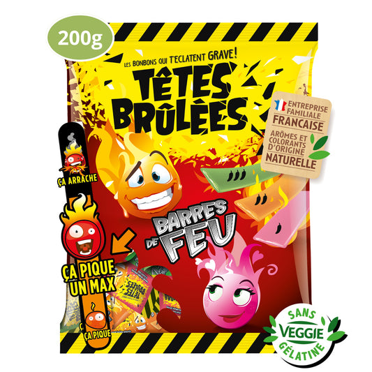 TÊTES BRÛLÉES Bonbons Barres de Feu 200g