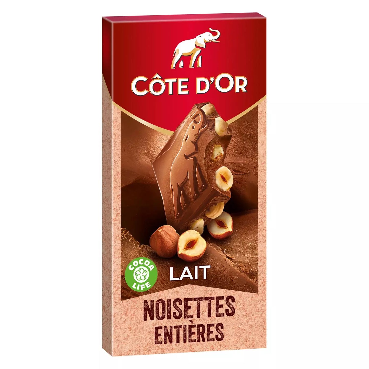 CÔTE D'OR Tablette de chocolat au lait et noisettes entières 180g