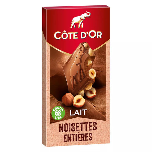 Côte d'Or Tablette de lait chocolat et noisettes enières 180g